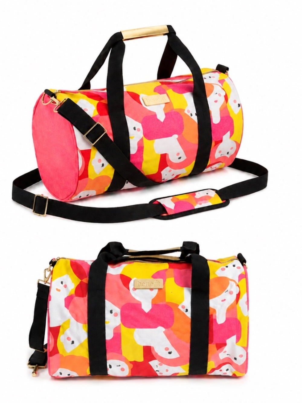 Benefit Cosmetics Colorful Canvas Duffel Weekender Bag NWOT